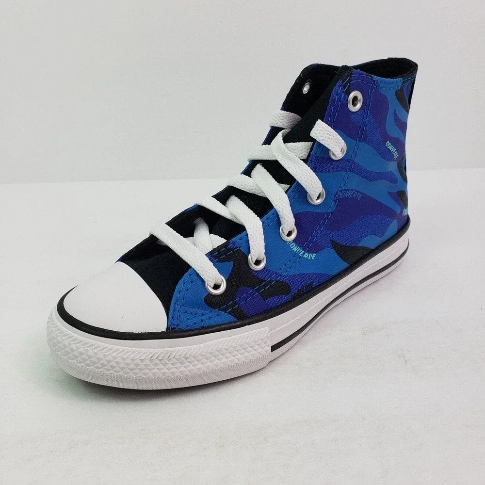 Converse CTAS HI Boys Size 1Y Kinetic Blue Canvas Lace Up Sneaker Shoes 327087F